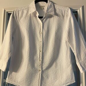 L.L. Bean White Textured Shirt